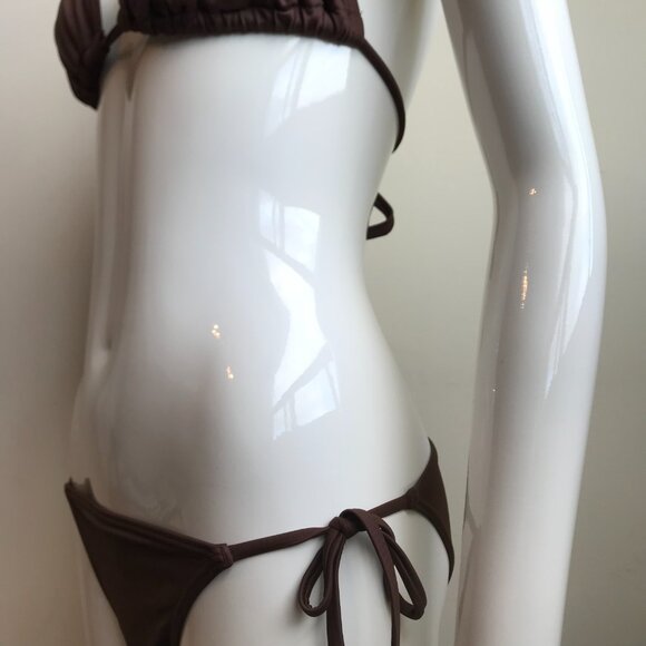 Billabong BLUE CRUSH era Vintage bikini solid brown D cup Small bottom set RARE - Picture 6 of 9